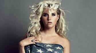 Wallpaper Kesha Sebert Flag Blonde Curls Full HD