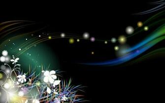 Glowing Flowers And Waves Wallpaper