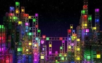 Neon Cube City Wallpaper