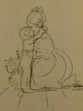 Lot Tasha Tudor Original Drawing Case Antiques
