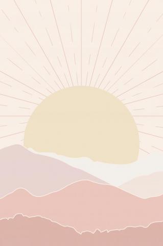 Sunset Landscape Art Print Wallpaper iPhone Boho Aesthetic