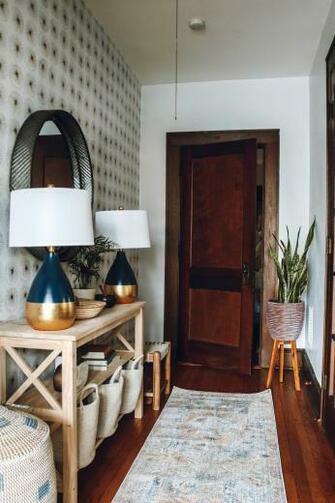 Entry Makeover With Removable Wallpaper And No Closet Nesting