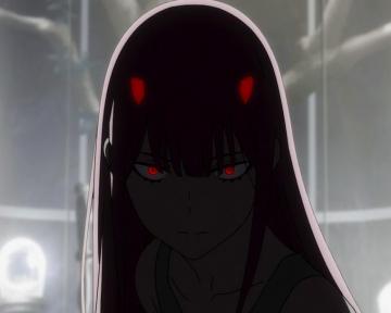 Wallpaper Dark Red Eyes Zero Two Anime Girl