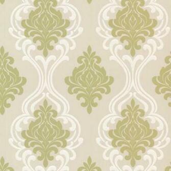 Indiana Light Green Damask Wallpaper Swatch Contemporary