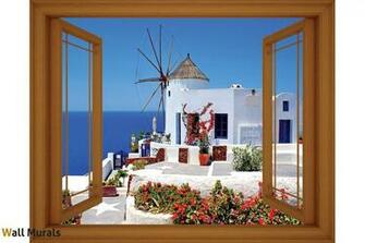 Wallpaper Mural Of Santorini With Window Colours