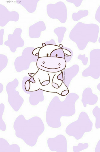 Purple Cow Pattern With Drawing Wallpaper