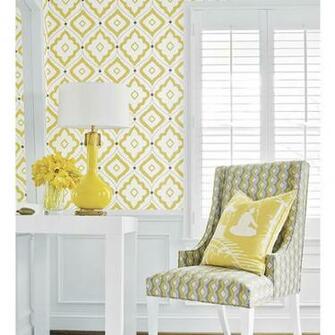 Bunglaow Wallpaper In Yellow Per Roll Thibaut Range