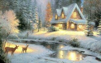 Wallpaper Art Christmas Thomas Kinkade
