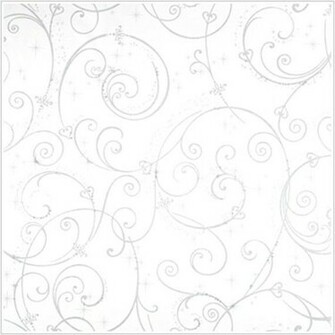 Perfect Princess White Glitter Scroll Wallpaper Wall Sticker Outlet