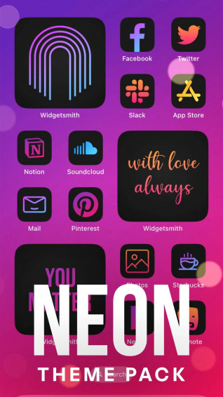 Neon Aesthetic Purple And Blue App Icon Ios Wallpaper