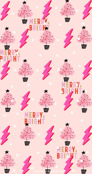Preppy Christmas Wallpaper Ideas Merry Bright Pink