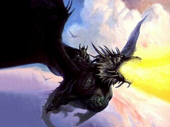 Black Dragon Flying Background Wallpaper