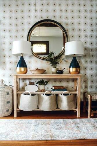 Entry Makeover With Removable Wallpaper And No Closet Nesting