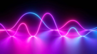 Blue And Pink Neon Lights On A Dark Background Create Wallpaper