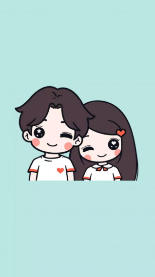 Cute Couple Cartoon Wallpaper On