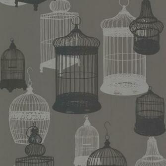 Avian Charcoal Birdcages Wallpaper Modern By Brewster