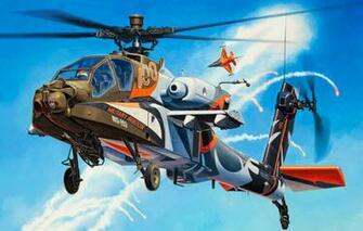 Wallpaper Art Painting Helicopter Ah Apache Image For
