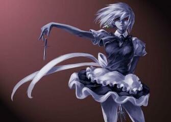 Wallpaper Izayoi Sakuya Red Eyes Maid Dress Weapon