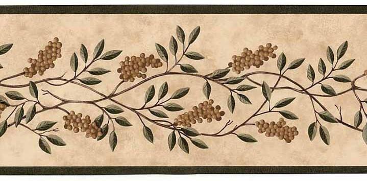Country Leaves Berries Wallpaper Border Gg54182b Clearance