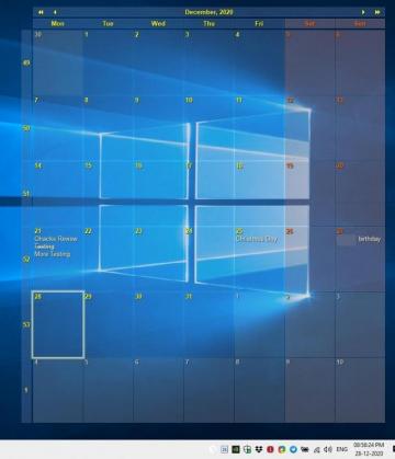 Interactive Calendar Places A Transparent On Your Desktop