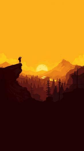 Nature Sunset Simple Minimal Illustration Art Android Wallpaper