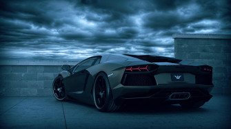 Black Lamborghini Aventador Coupe Car