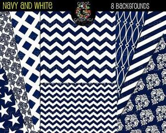 Damask Stripe Navy White Pattern Background Paper Instant
