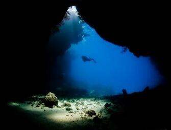 Scuba Diving Diver Ocean Sea Underwater Cave Wallpaper