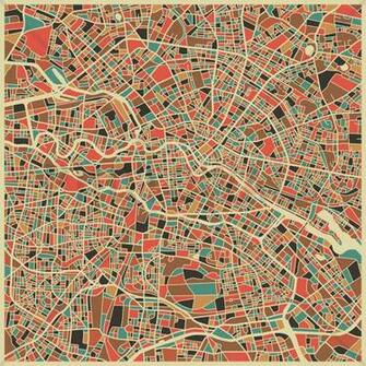 Multicolor Map Berlin Wall Mural Photo Wallpaper Photowall
