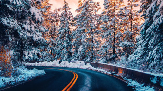 Road Trees Winter 4k Wallpaper HD Nature
