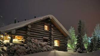 Snowy Cabin Wallpaper HD