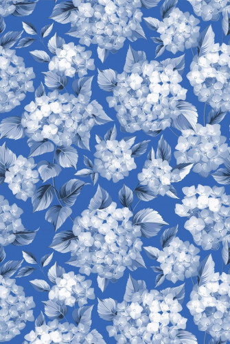 Blue Hydrangeas Pattern Repeat Removable Wallpaper Design