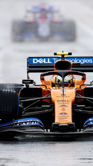 F1 Lando Norris Wet Track iPhone Wallpaper