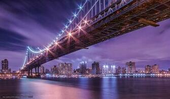Wallpaper New York Night River Bridge Desktop