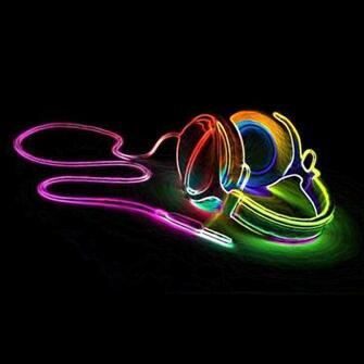 iPad Wallpaper Neon Headphones Music Mini