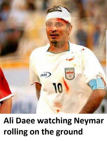 Ali Daei Watching Neymar Rolling On The Ground 9gag