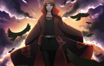 Wallpaper Clouds Birds Crows Naruto Art Uchiha Itachi Image