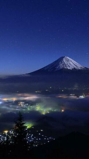 Mount Fuji Japan Night iPhone Wallpaper