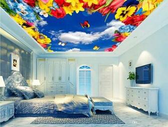 3d Wallpaper Custom Photo Non Woven Picture Blue Sky White Clouds