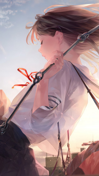 Anime School Girl Wallpaper iPhone Phone 4k 1360f