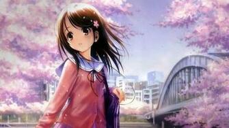 Anime Schoolgirl Full HD Wallpaper