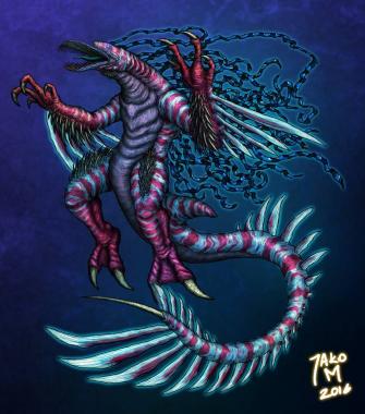 Kaiju Art Single Illustration With Simple Background By Jako M