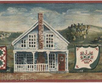 Country Homes Amish Quilts Rustic Folk Art Houses Laundry Wall