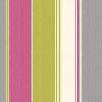 Debona Stripe Pink Lime Silver Wallpaper