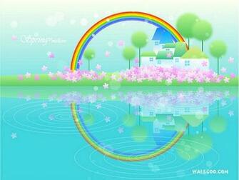 Spring Blissful Scene Vector Illustration Fairytale
