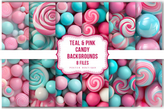 Teal Pink Candy Background Pack Graphic By Poster Boutique Wallpaper