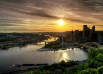 Pittsburgh Pennsylvania Usa Dawn Landscape River HDr Wallpaper