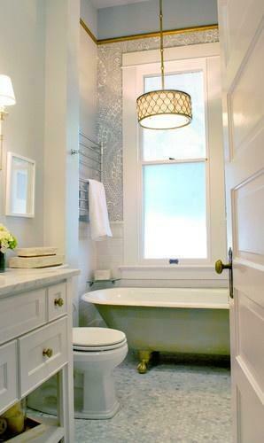 Subway Tile Wallpaper Claw Foot Bathroom
