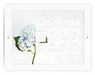 Calendar Blue Hydrangea Desktop Wallpaper