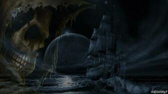 Skulls Moon Ships Ghosts Digital Art Ghost Ship Wallpaper